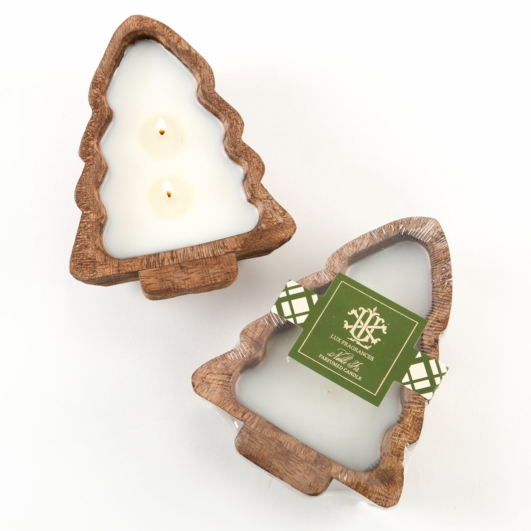 Noble Fir 2-Wick Candle in Tree Dough Bowl